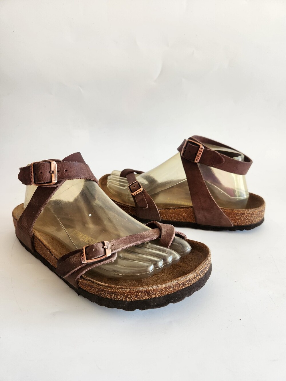Birkenstock Yara Brown Leather Toe-Loop Ankle Strap Sandals Size 38/ 7-7.5 US
